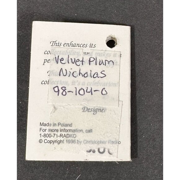 Christopher Radko Velvet Plum Nicholas Glass Santa Ornament 1998 with Box and Ta - Picture 15 of 15